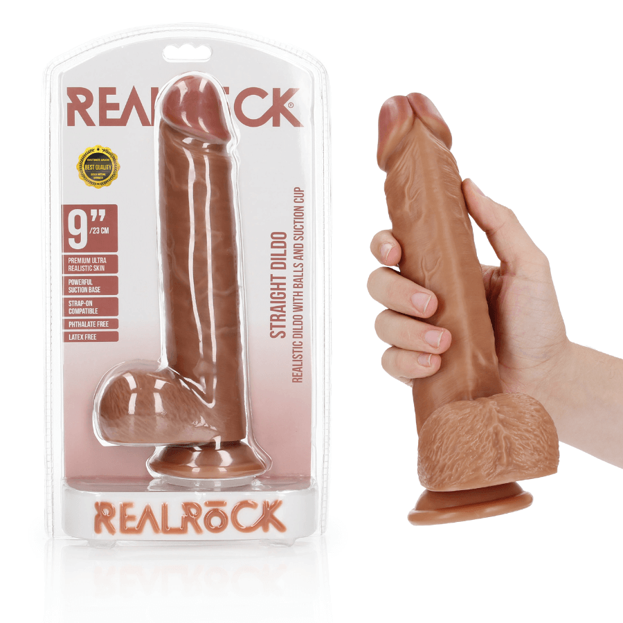 Dildo Straight Testículos 9 23 cm Mulato My Sex Shop