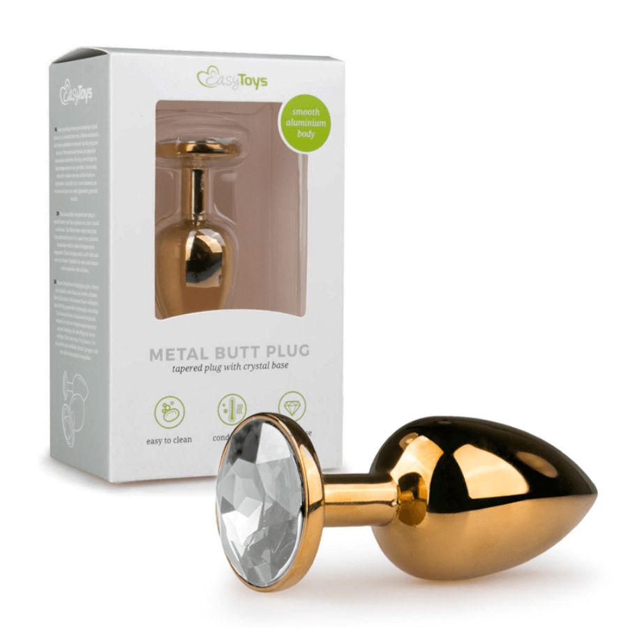 Plug Anal Met Lico Dourado Cristal Pequeno Plugs Anais