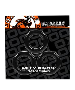 Conjunto de 3 Anéis Penianos Oxballs Willy Rings Preto