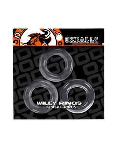 Conjunto de 3 Anéis Penianos Oxballs Willy Rings Transparente