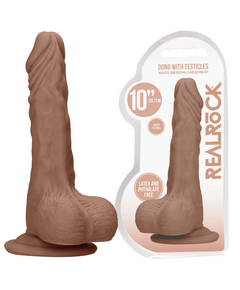 Dildo RealRock Dong With Testicles 27 cm Castanho