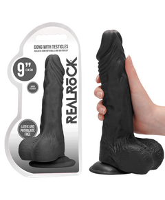 Dildo RealRock Dong With Testicles 23.7 cm Preto