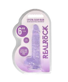 Dildo RealRock Crystal Clear 15 cm Roxo