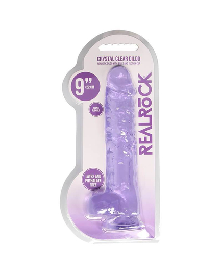 Dildo RealRock Crystal Clear 22 cm Roxo