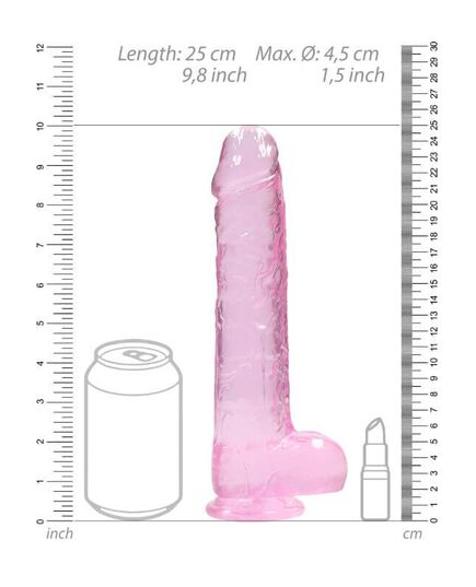 Dildo RealRock Crystal Clear 22 cm Rosa