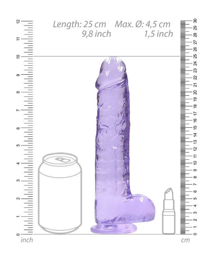 Dildo RealRock Crystal Clear 22 cm Roxo