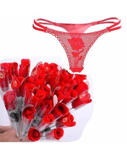 Rosa com Tanga vermelha