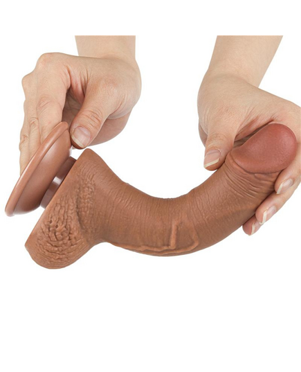 Dildo Sliding Skin Dual Layer Dong 7.5" Castanho