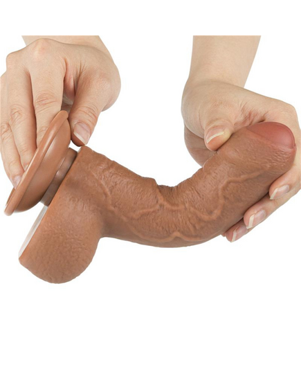 Dildo Sliding Skin Dual Layer Dong 7" Natural