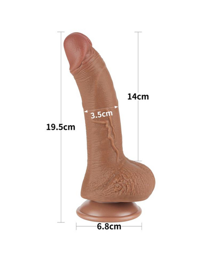 Dildo Sliding Skin Dual Layer Dong 7.5" Castanho