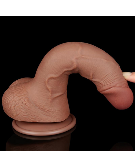 Dildo Sliding Skin Dual Layer Dong 7.5" Castanho