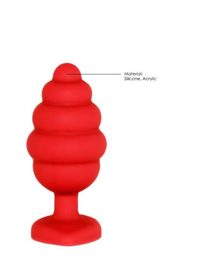 Plug Anal com Cristal Ouch! Regular Ribbed Diamond Heart Plug Vermelho