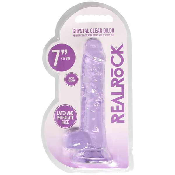 Dildo RealRock Crystal Clear 17 cm Roxo